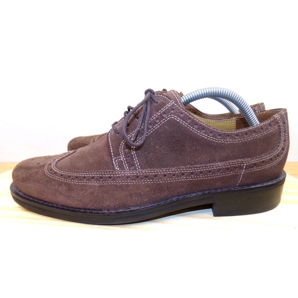 Cole Haan Air Wingtips Mens Brown Suede Size 9.5 Lace Up Oxfords Dress Shoes Vtg
